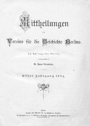 11.1894: Mitteilungen des Vereins für die Geschichte Berlins