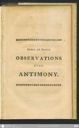 Medical and chemical observations upon antimony