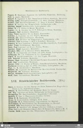 XVII. Mittelrheinischer Bezirksverein.