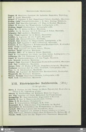 XVII. Mittelrheinischer Bezirksverein.