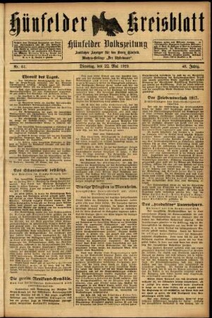Ausgabe vom Dienstag, den 22. Mai 1923.