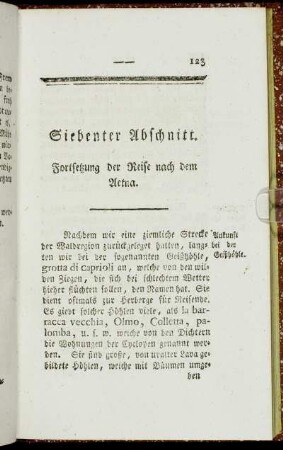 Siebenter Abschnitt. Fortsetzung der Reise nach dem Aetna.