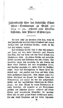 Jahresbericht über das katholische Schullehrer-Seminarium zu Brühl pro 1824 - 25.