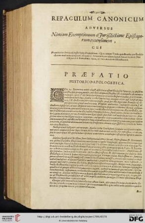 Repagulum Canonicum adversus Nimiam Exemptionnum à Jurisdictione Episcoporum extensionem