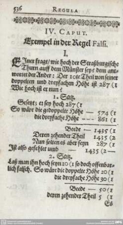 IV. CAPUT. Exempel in der Regel Falsi.