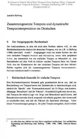 Zusammengesetzte Tempora und dynamische Tempusinterpretation im Deutschen