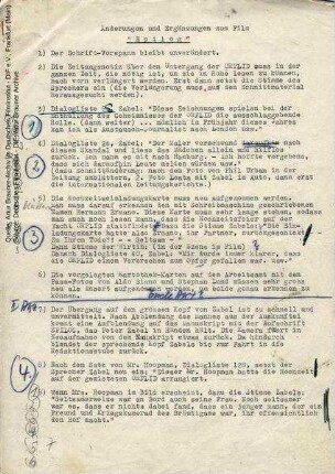 Liste mit Filmänderungen