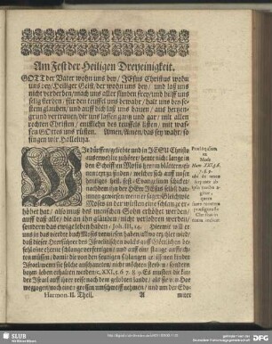Am Fest der Heiligen Dreyeinigkeit