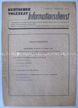 Mitteilungsblatt des Deutschen Volksrates u.a. zum Zweijahresplan in der Sowjetischen Besatzungszone