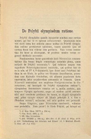 De Polybii Olympiadum ratione et de bello Punico primo quaestiones chronologicae ...