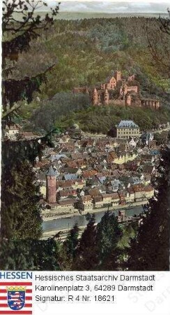 Wertheim, Blick auf Stadt und Schloss mit Hinterland (Panorama)