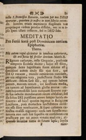 81-90, Meditatio Pro Feria sexta post Dominicam ...; ...