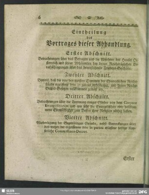 Eintheilung des Vortrags dieser Abhandlung