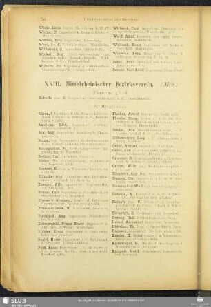 XXIII. Mittelrheinischer Bezirksverein.