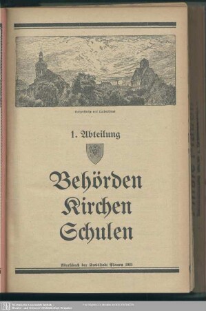1. Abteilung. Behördenverzeichnis : 1. Abteilung. Behörden, Kirchen, Schulen