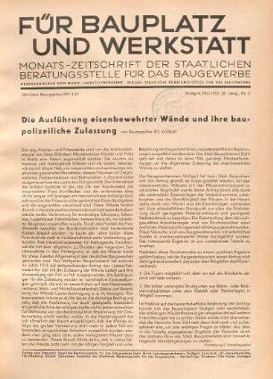 Die Ausführung eisenbewehrter Wände und ihre baupolizeiliche Zulassung