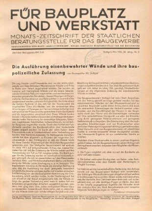 Die Ausführung eisenbewehrter Wände und ihre baupolizeiliche Zulassung