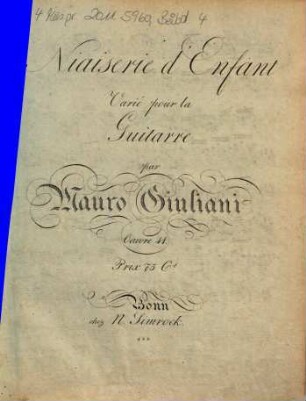 Niaiserie d'enfant : varié pour la guitarre ; oeuvre 41