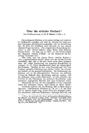 Über die sittliche Freiheit