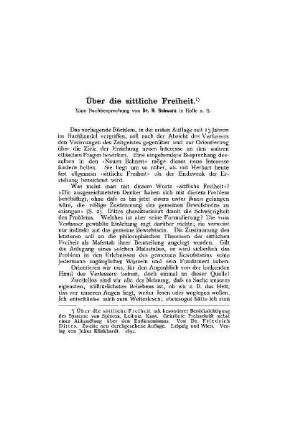 Über die sittliche Freiheit