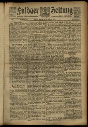 Erste Ausgabe vom Montag, den 26. Februar 1912.