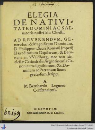 Elegia de nativitate domini ac salvatoris nostri Jesu Christi