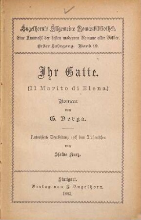 Ihr Gatte : (Il Marito di Elena.) Roman