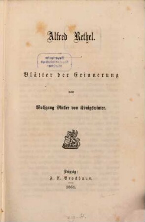 Alfred Rethel : Blätter der Erinnerung