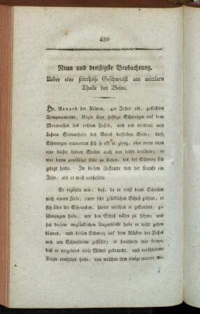 Neun und dreißigste Beobachtung. Ueber eine scirrhöse Geschwulst am mittlern Theile des Beins.