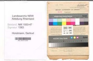 Entnazifizierung Gertrud Horstmann , geb. 28.11.1908 (Lehrerin)