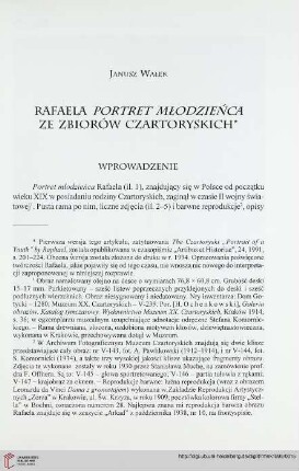 N.S. 1.1999: Rafaela "Portret młodzieńca" ze zbiorów Czartoryskich