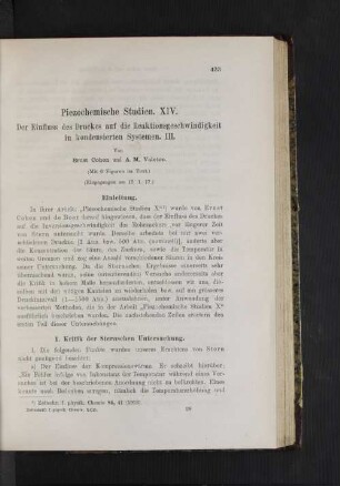 Piezochemische Studien. XIV. Der Einfluss des Druckes auf die Reaktionsgeschwindigkeit in kondensierten Systemen. III.