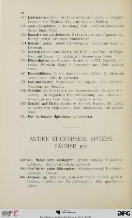 Antike Stickereien, Spitzen, Fächer etc. (Nr. 392-453b)