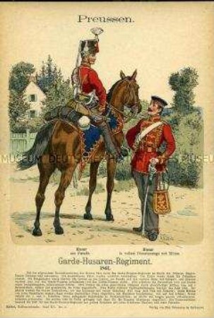 Uniformdarstellung, Husaren des Garde-Husaren-Regiments, Königreich Preußen, 1861.