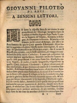 Risposta nuova sopra la causa di Venetia