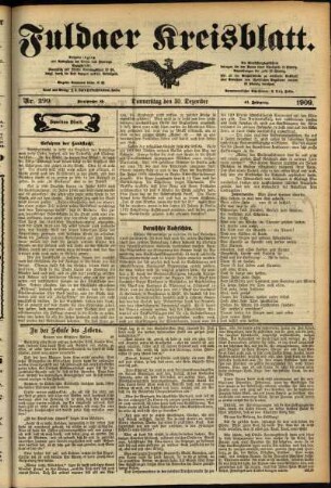 Zweite Ausgabe vom Donnerstag, den 30. Dezember 1909.