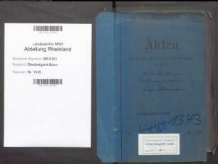 Schornstein; Ernst, Bergassessor; Prüfungs- u. Personalakten Band 1 (Ausarbeitungen)