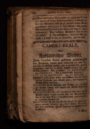 Cambio Reale, oder Ausländischer Wechsel.