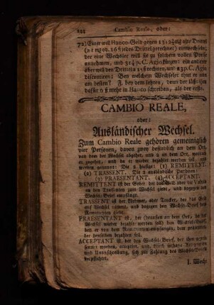Cambio Reale, oder Ausländischer Wechsel.