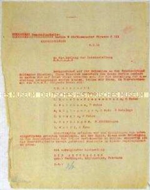 Durchschlag eines Schreibens der Künstlervereinigung "Die Abstrakten" an die Leitung der Deutschen Bauausstellung zur namentlichen Benennung der auszustellenden Künstler - Sachkonvolut