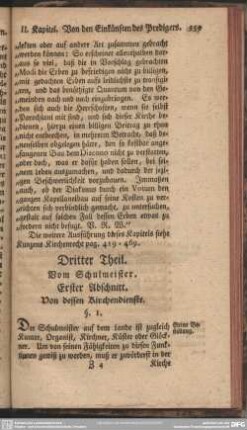 Dritter Theil. Vom Schulmeister