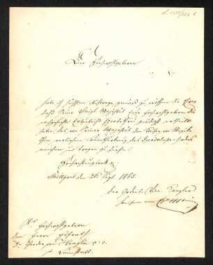 Handschriftlicher Brief an Heuglin