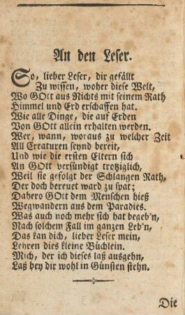 An den Leser