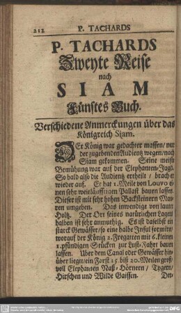 Fünftes Buch. Verschiedene Anmerckungen über das Königreich Siam