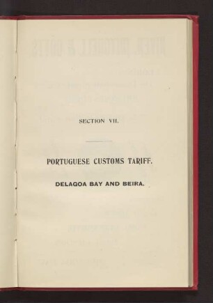 SECTION VII. PORTUGUESE CUSTOMS TARIFF
