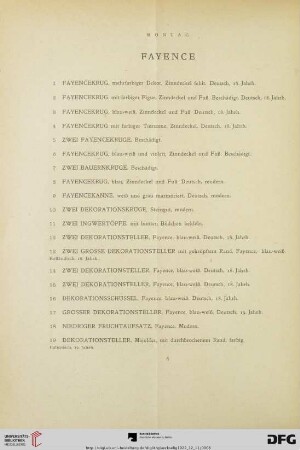 Fayence (Nr. 1-19)