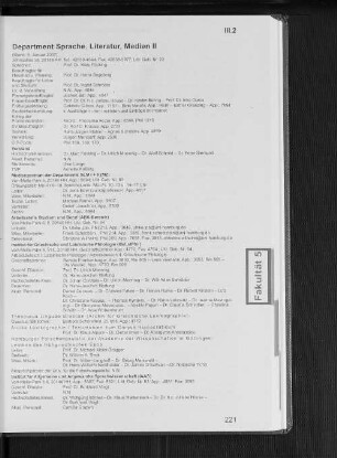Department Sprache, Literatur, Medien II