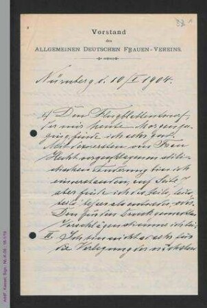 Antwortschreiben von Helene von Forster und Elsbeth Krukenberg an Helene Lange
