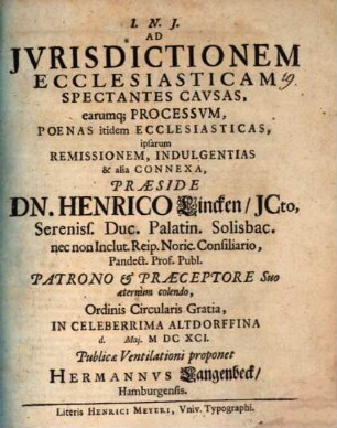 Ad iurisdictionem ecclesiasticam spectantes causas, earumque processum ...