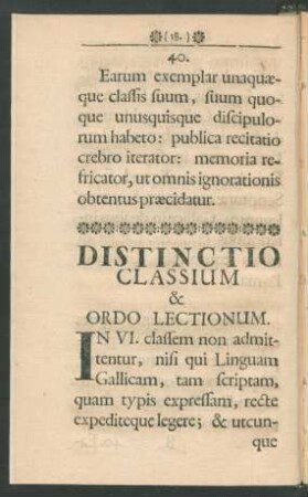 Distinctio Classium & Ordo Lectionum.
